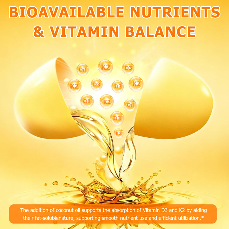 Vitamin D3 K2 10,000 IU 120 Softgels, D3 10,000 IU & K2 MK-7 200 mcg Supports Immune, Heart, Teeth & Bone Health, Non-GMO, Free of Soy, Gluten 120 Count (Pack of 1)