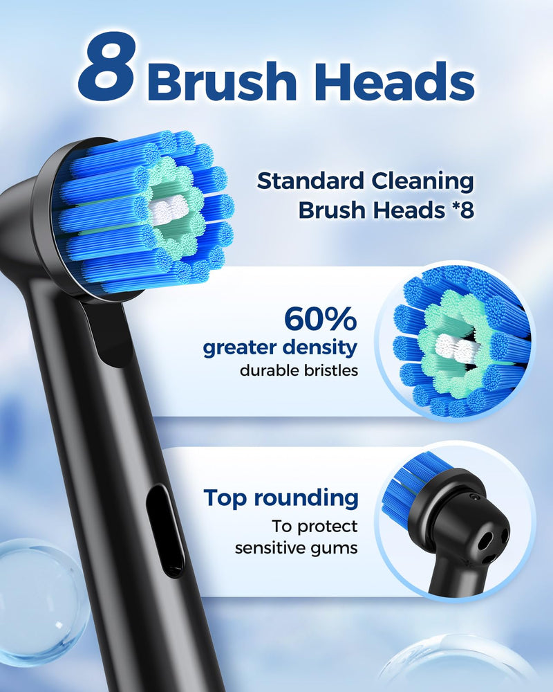 TEETHEORY Rotating Electric Toothbrush for Adults with 8 Brush Heads, Sensitive Gum Care Electric Toothbrush with 3 Modes and 2 Min Smart Timer, Rechargeable Last 60 Days Black 1 Count (Pack of 1)