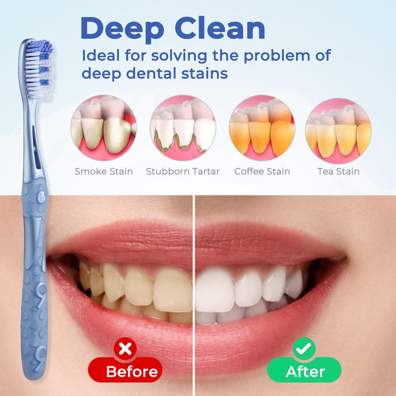 [Australia] - Medium Toothbrushes for Adults, Whitening Toothbrush with Spiral Medium Bristles for Smoke Tea Coffee Stain, Deep Plaque Removal, Rounded Bristle Tips for Gentle Cleaning Medium Toothbrushes 6pcs 