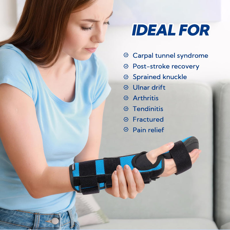 Resting Hand Splint, Stroke Hand Wrist Brace for Carpal Tunnel Wrist Night Support, Pain Relief for Stroke Recovery, Flexion Contractures, Arthritis, Tendonitis, Right Hand, L