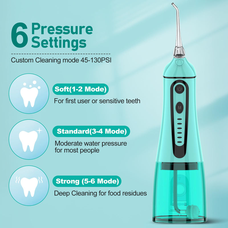 [Australia] - Water Dental Pik Flosser,Grinest 7 Modes Rechargeable Water dental Picks for Teeth Cleaning Cordless Oral Irrigator Portable IPX7 Waterproof tooth flossers for Home Travel-Green Green 
