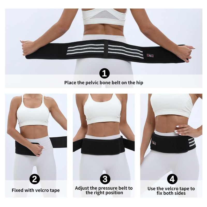 S-XXL Sacroiliac SI Joint Hip Belt for Women Men-Alleviate Sciatica|Pelvic|Back|Lower Back Support, Pelvic Support Belt, Adjustable Sciatica Lumbar Pain Relief, Trochanter Belt(Black,L,Hip Size 43‘’-56‘’) Large Black