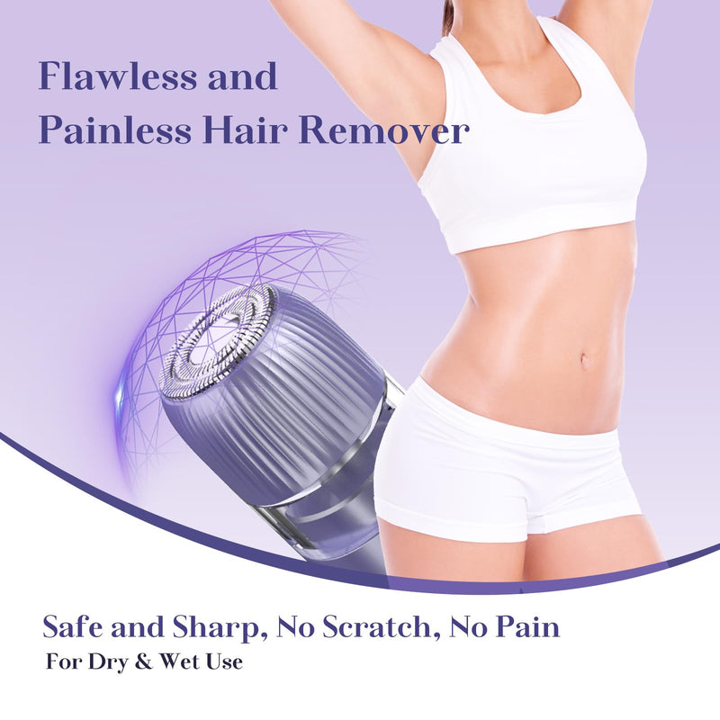 [Australia] - 2-in-1 Electric Bikini Trimmer for Women, IPX7 Waterproof, Rechargeable Razor with Double-Edged Blade, Portable Hair Removal Shaver for Wet and Dry Use (Purple) Purple 
