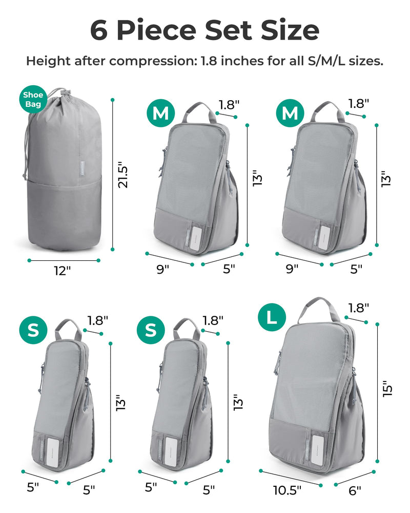 BAGSMART Compression Packing Cubes for Travel Essentials | 14 Set /6 Set /4 Set/2 Set, Lightweight, Durable Storm Front Grey Set of 6