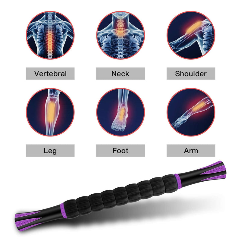 [Australia] - Muscle Roller, Massage Roller Stick for Athletes, Help Reducing Muscle Soreness Cramping Tightness Leg Arms Back Calves Muscle Massager Purple Black 