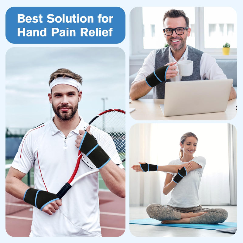 [Australia] - Wrist Ice Pack for Carpal Tunnel Relief, 2 Gel Packs, Hot Cold Compression Bandage for Hand Wrist Injuries, Reusable, Achilles Tendonitis 