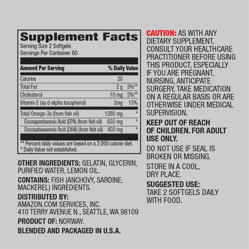 Amazon Elements Super Omega-3 (120 Count) and Amazon Elements B Complex (65 Capsules)