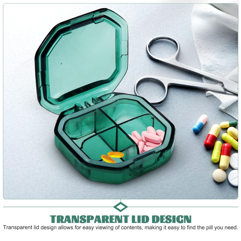 iplusmile Compact Medicine Case 4 Compartment Pill Organizer Portable Travel Medicine Organizer for Daily Use Vitamins Supplements Transparent Lid Storage Box 2.44 X 2.44 X 0.98 in 6.2X6.2X2.5CM