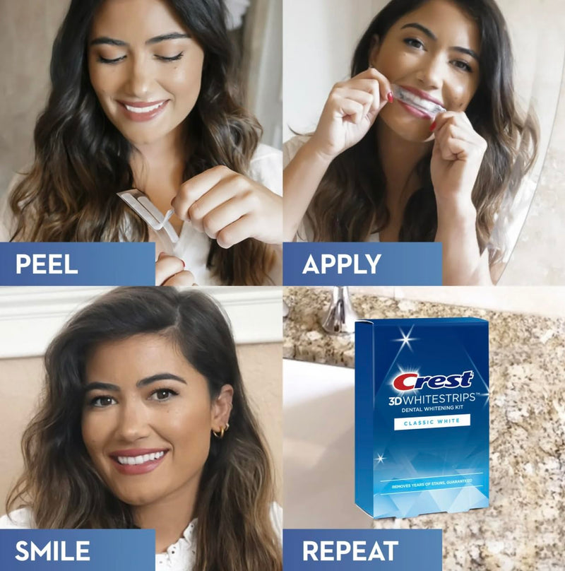Crest 3D Whitestrips Dental Whitening Kit, Classic White, 20 Strips - 10 Treatments.