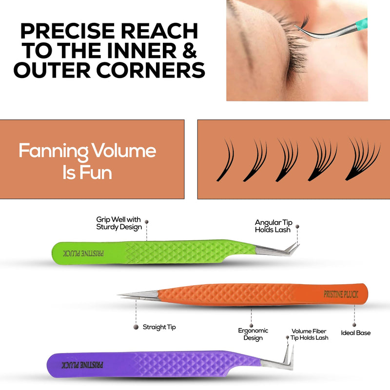 5-Piece Eyelash Extension Tweezers Set Precision Lash Tweezers with Anti-Slip Grip with fiber tip lash tweezers Tools for Lash Artists & eyelash tweezers for women (eyelash set multy) Eyelash Set Multy