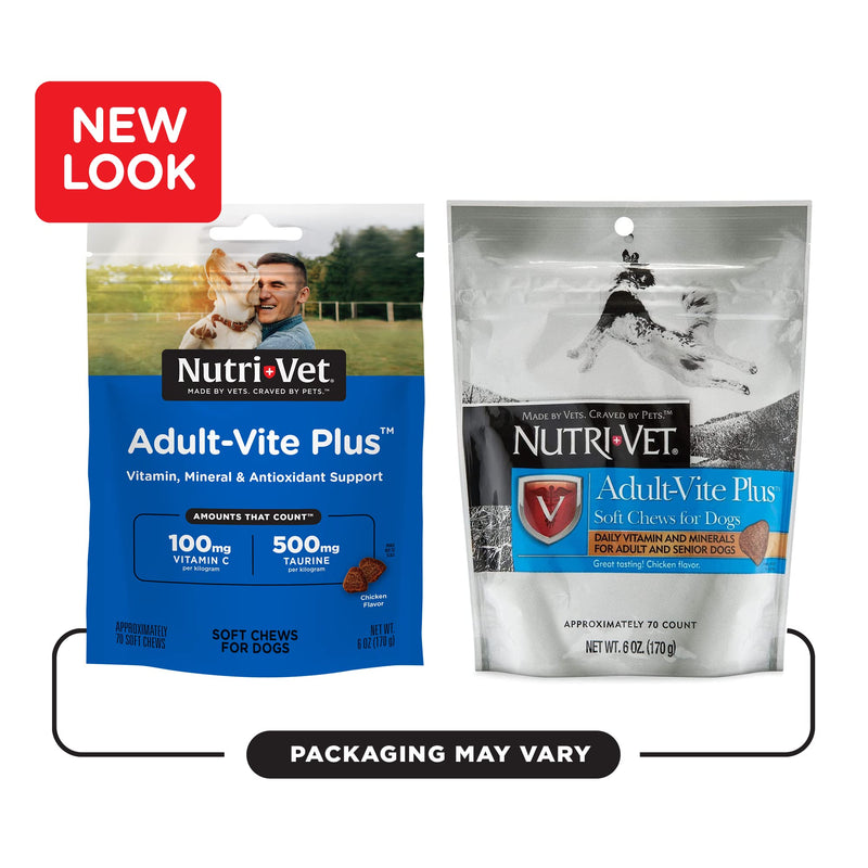 Nutri-Vet Adult-Vite Plus Soft Chews for Dogs - Formulated with Vitamins and Minerals - Supports Everyday Health - 70 Count - 6 Ounces - PawsPlanet Australia