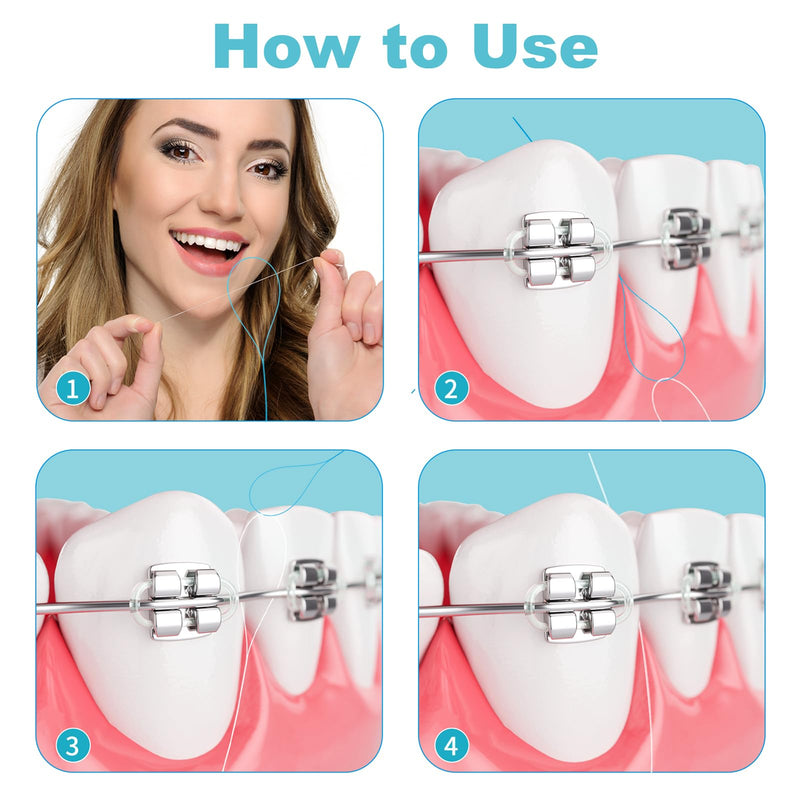 [Australia] - Dental Floss Threader Pack of 150 Deep Cleaner Dental Floss Threaders for Braces Bridges and Implants (3 Pieces, Blue) 