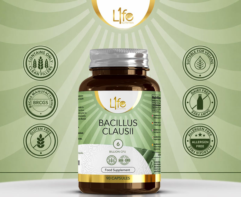 LN Bacillus Clausii | 90 High Strength Probiotics Supplements - 6 Billion CFU per Capsule | Bacillus Clausii Probiotic Capsules | Non-GMO, Gluten & Allergen Free | Made in the UK