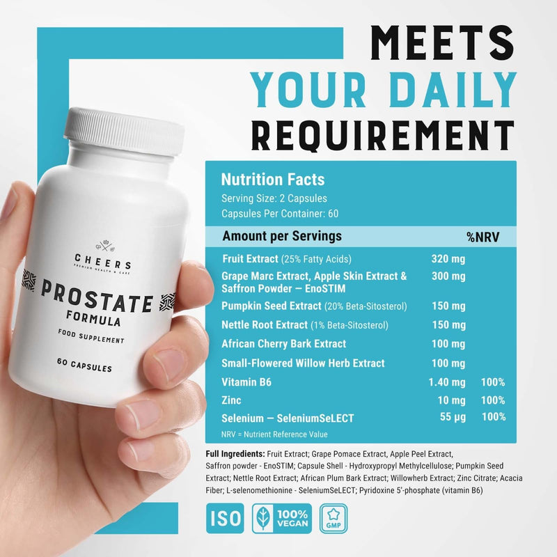 Cheers - Prostate Formula, 60 Capsules for Urinary & Prostate Support, Prostate Supplements for Men, Selenium Supplements with Vitamin B6 and Zinc