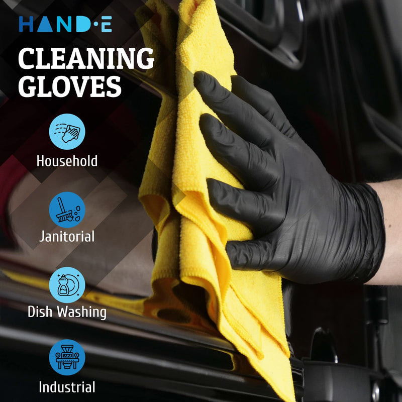 [Australia] - Hand-E Touch Black Nitrile Disposable Gloves - Latex Free BBQ, Tattoo, Hair Dye, Cooking, Mechanic Gloves 50 Large 