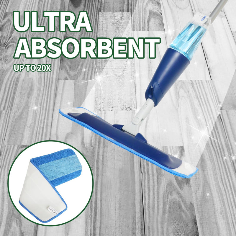 [Australia] - 3 Pack Microfiber Cleaning Pads for Bona Mop, Reusable Microfiber Mop Pads for 18 Inch Mop, Hardwood Floor Replacement Cleaning Mop Pads, Machine Washes 3 Pack Bule 