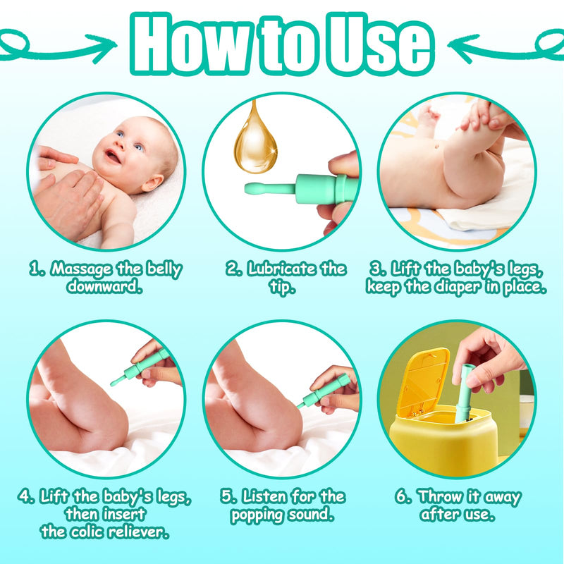 [Australia] - Gas and Colic Reliever for Babies, 20 Count Natural Solution for Baby Colic and Gas ReliefÔºåSafe & Effective Instant Constipation Relief for Babies Baby Gas Colic Passer (Green) 