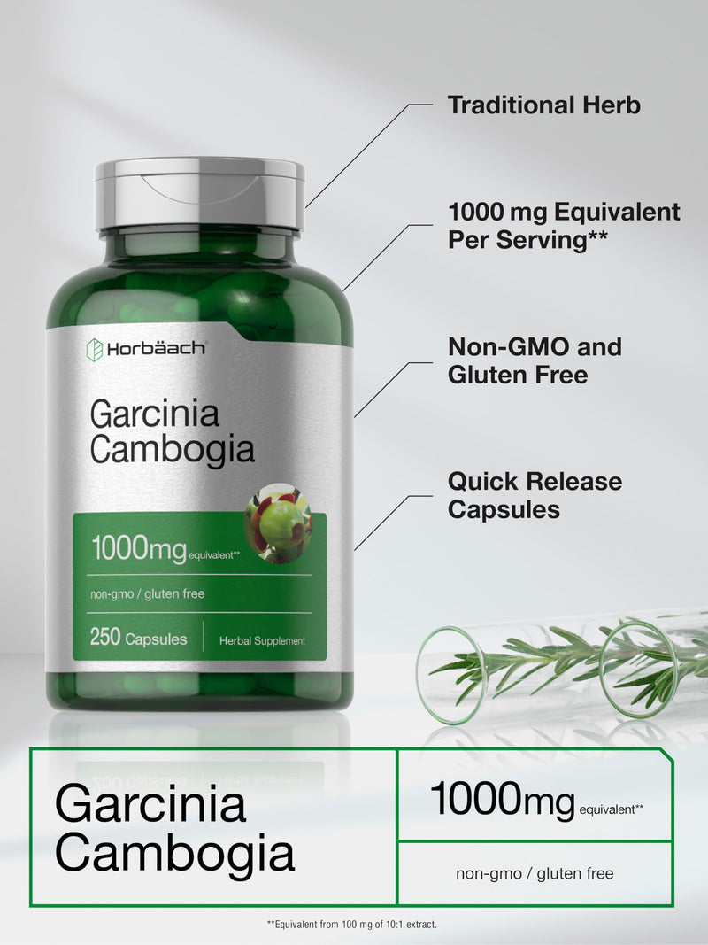 [Australia] - Horbaach Garcinia Cambogia Extract Pills | 1000mg | 250 Capsules | Herbal Extract Supplement | Non-GMO, Gluten Free 
