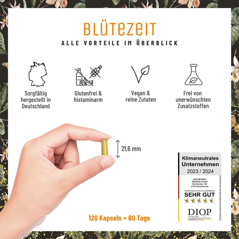 [Australia] - Quercetin Bromelain Complex 120 capsules vegan - 500 mg quercetin high dose, 100 mg bromelain and 16 mg vitamin C per daily dose - blooming time from Naturtreu 