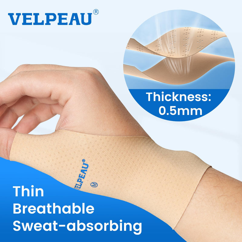 VELPEAU Thumb and Wrist Compression Sleeve for Tendonitis (Pack of 2), Seamless Technology, Gloves Wraps for Arthritis Pain Relief for Women & Men, Splint Liner, Fits Both Hands (Khaki, Long Version, M) Medium Long Version-Khaki