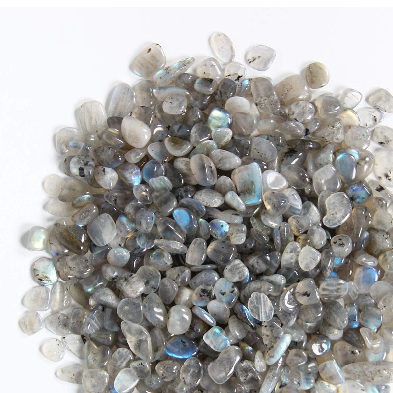 [Australia] - 1.1lb Natural Crushed Grey Moonstone Labradorite Crystal Tumbled Chips-Grey Labradorite Healing Crystals Chips Bulk, Crushed Crystal Gemstones for Crafts, Beautiful Package for Gift (Grey Moonstone) 
