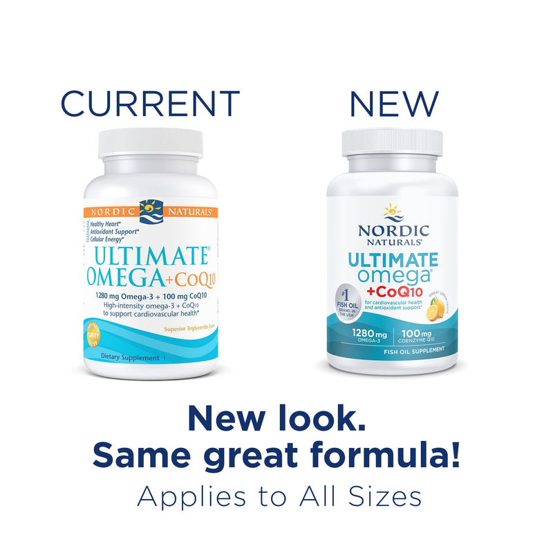 [Australia] - Nordic Naturals Ultimate Omega + CoQ10, Lemon - 120 Soft Gels - 1280 mg Omega-3 + 100 mg CoQ10 - Heart Health, Cellular Energy, Antioxidant Support - Non-GMO - 60 Servings Unflavored 120 Count (Pack of 1) 