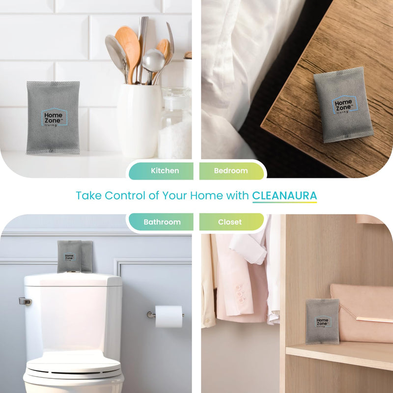 [Australia] - Home Zone Living CleanAura Deodorizing Bamboo Activated Charcoal Filter Bag Set of 4 Replacement CleanAura Filters 