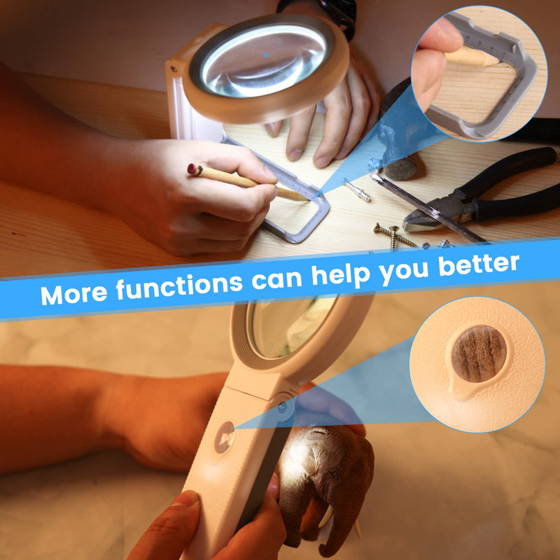 [Australia] - 30X 10X Magnifying Glass with Light and Stand, Foldable Handheld Magnifying Glass 18 LED Illuminated Lighted Magnifier for Macular Degeneration, Seniors Reading, Close Work, Coins, Jewelry White 