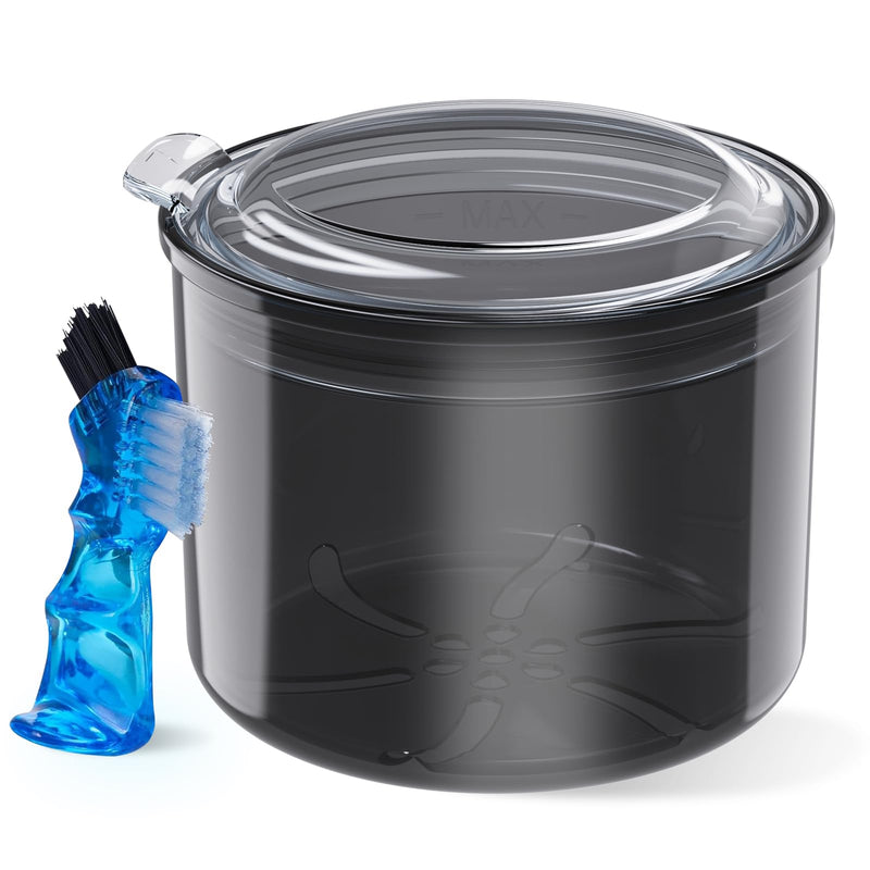 Denture Case, Denture Bath Cup with Brush, Denture Container Cups for Soaking Dentures, Retainers, Mouth Guard Storage Case, Denture Cleaning Holder Box - Black