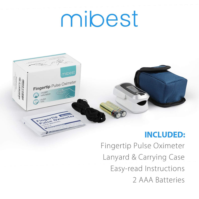 [Australia] - mibest OLED Finger Pulse Oximeter, O2 Meter, Dual Color White/Silver 
