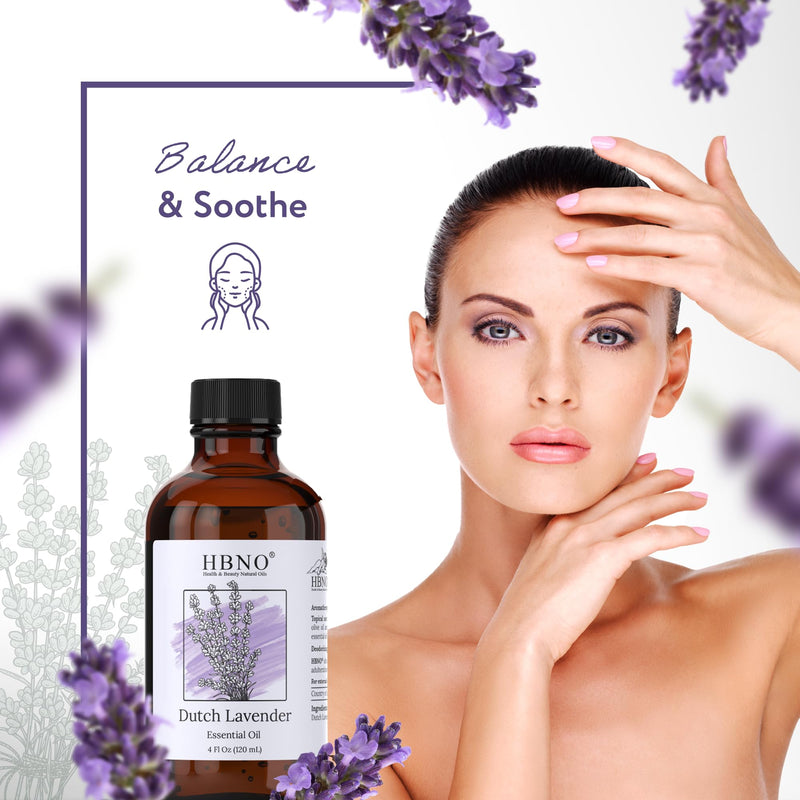 [Australia] - HBNO® California Bottled Dutch Lavender Essential Oil 4 fl oz (120ml) - Natural Lavender Oil for Skin, Perfect for Cleaning, Aromatherapy, DIY & Diffuser - Lavender Oil Essential Oil 4 Fl Oz (Pack of 1) 