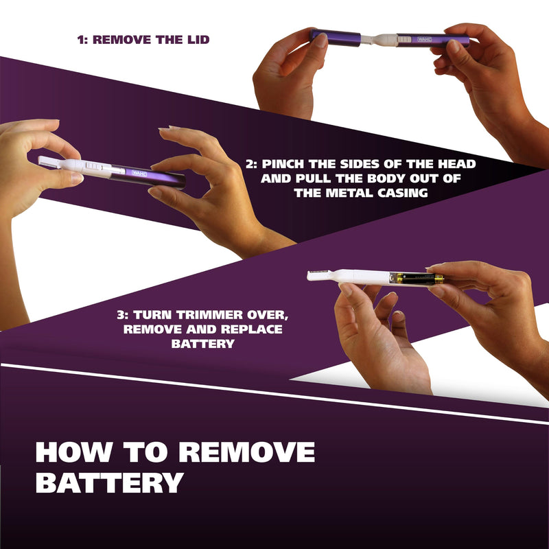 [Australia] - Wahl Clean & Confident Female Battery Pen Trimmer with Rinseable Blades for Eyebrows, Facial Hair, & Light Grooming- Hygienic Grooming & Easy Cleaning with Battery Included - Model 5640-100 