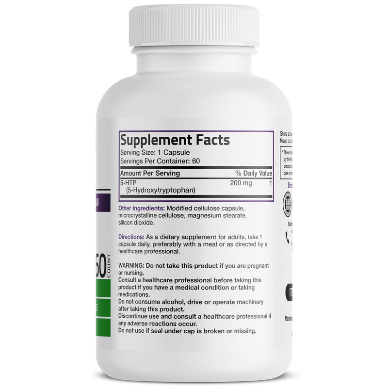 [Australia] - Bronson 5-HTP 200mg (5-hydroxytryptophan) Griffonia Simplicifolia Non-GMO, 60 Vegetarian Capsules 60 Count (Pack of 1) 