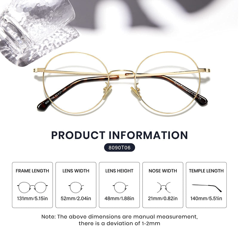 [Australia] - Cyxus Round Blue Light Glasses for Men Women Wire Frame UV Blocking Computer Glasses Clear Lens Metal Ultralight Eyewear 01 - Gold 