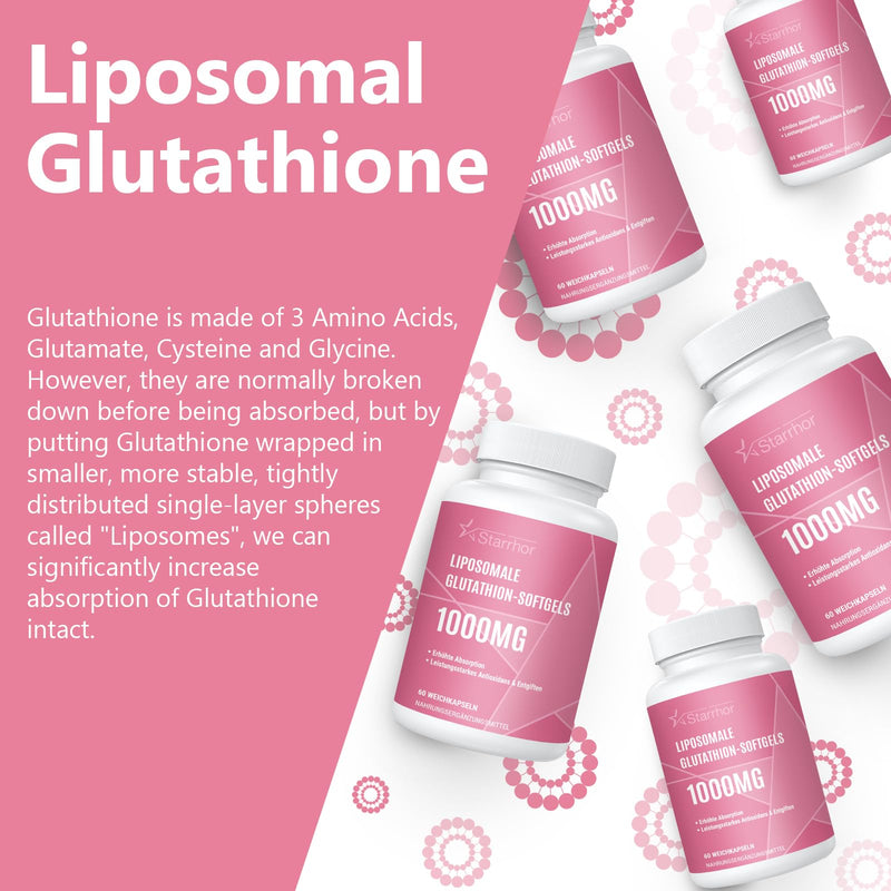 [Australia] - Liposomal Glutathione Capsules 1000 mg per Serving, L-Glutathione with Superior Absorption, Soy Free, Gluten Free, Dairy Free, GMO Free, 2 Pack, Total 120 Capsules 60 Pieces (Pack of 2) 