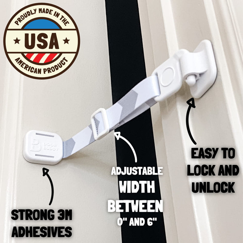[Australia] - Door Buddy Baby Proof Door Latch for Cats - Grey. Adjustable Cat Door Strap Keeps Baby Out of Cat Food & Litter Box. Simple Child Door Locks for Kids Safety. Baby Gate Cat Door Interior Alternative. 