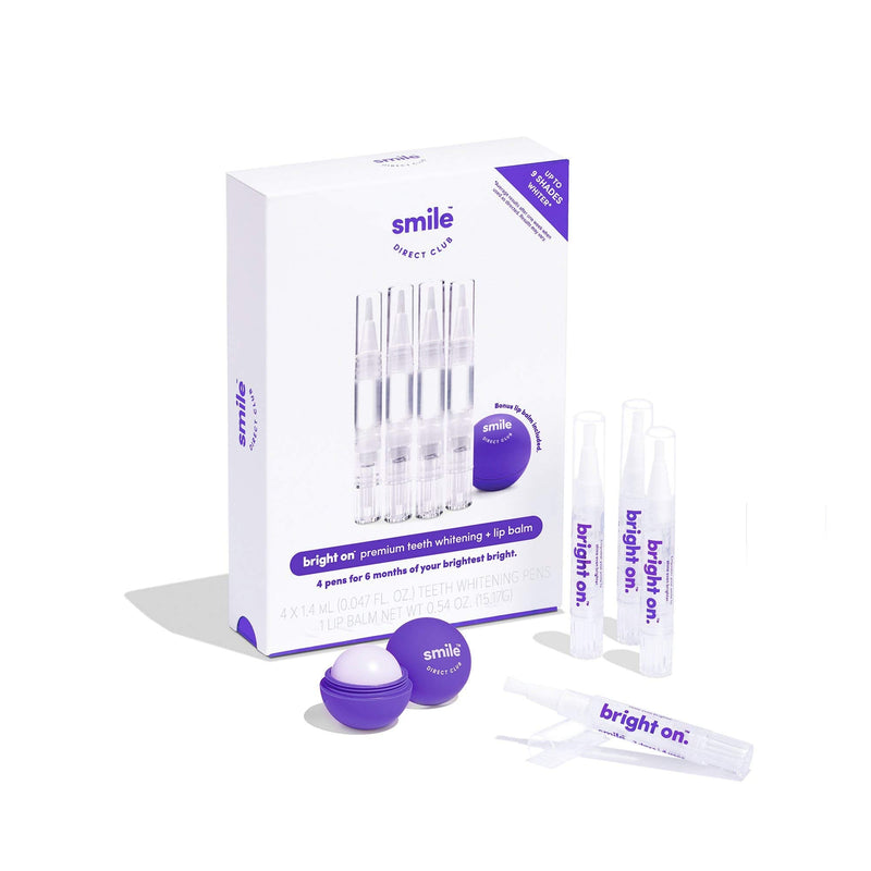 SmileDirectClub Teeth Whitening Kit with Lip Balm - 4 Pack 1.4ml Gel Pens - Professional Strength Hydrogen Peroxide 1 Kit (4 Pens with Lip Balm)