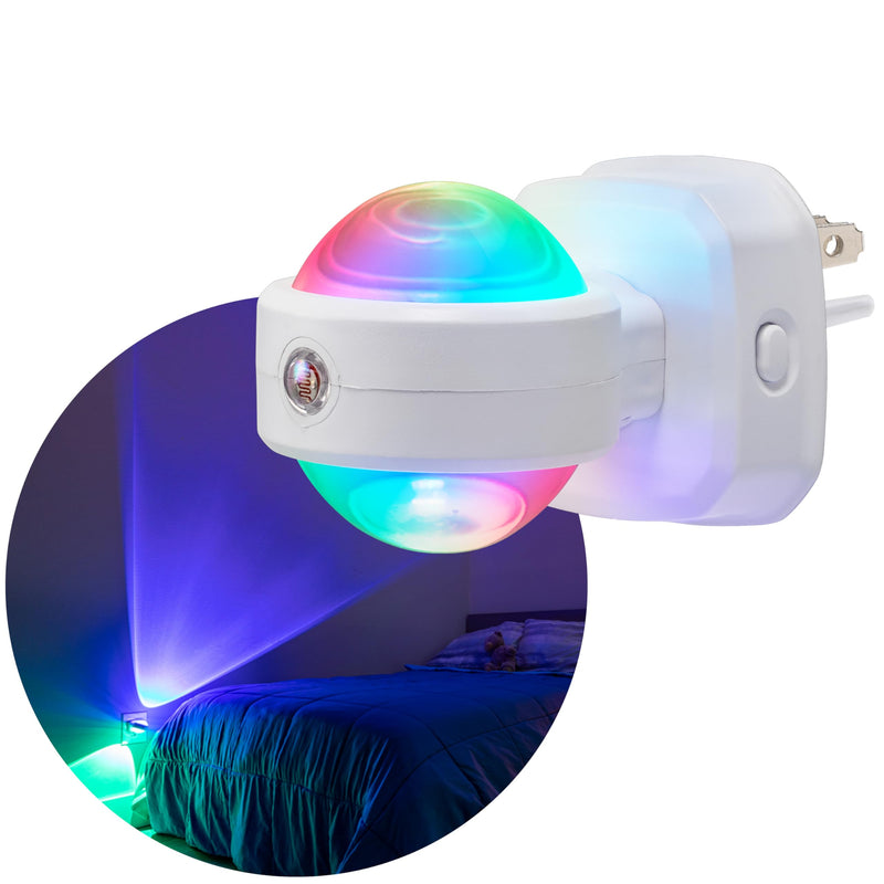 GE Color-Changing Swivel LED Night Light, Plug-in, Dusk to Dawn Sensor, Rotating, Ambient Lighting, Projector, for Kids, for Baby, Bedroom, Bathroom, Nursery, Gaming Room, Hallway 81041 1 Pack Color Changing Swivel