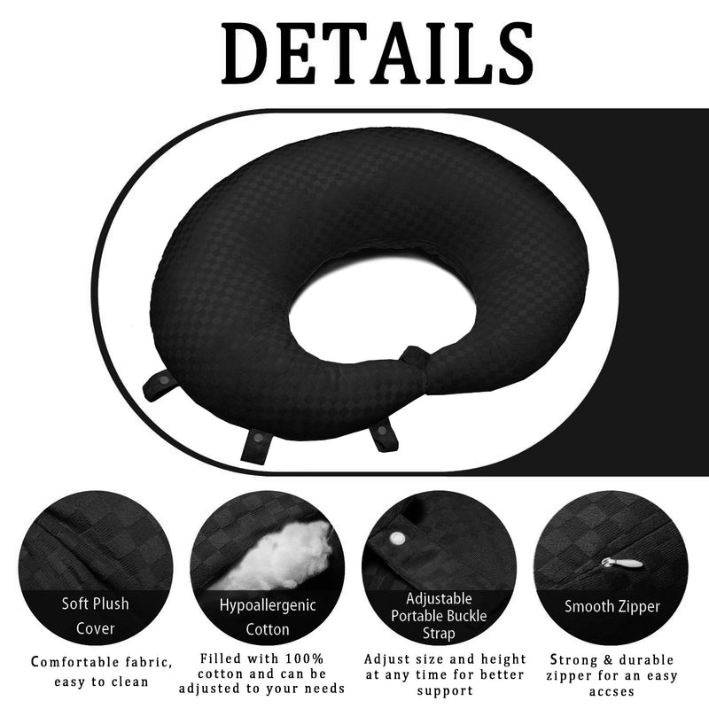 [Australia] - BBL Pillow After Surgery for Butt to Sleep, Brazilian Butt Lift Recovery Post Surgery Pillow for Sitting Sleeping Driving, Donut Pillow for Woman Lumbar Back Cushion Seat (Black) Black 
