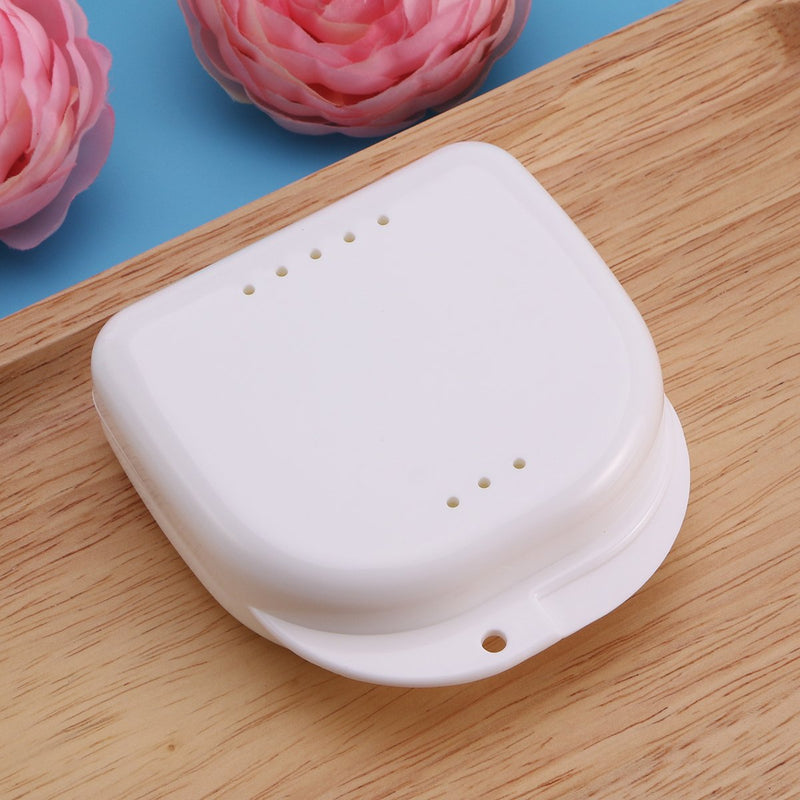 [Australia] - Healifty Prosthesis Box Retainer Box Braces Box Denture Box with Hole for Dental Mouth Guard (White) 
