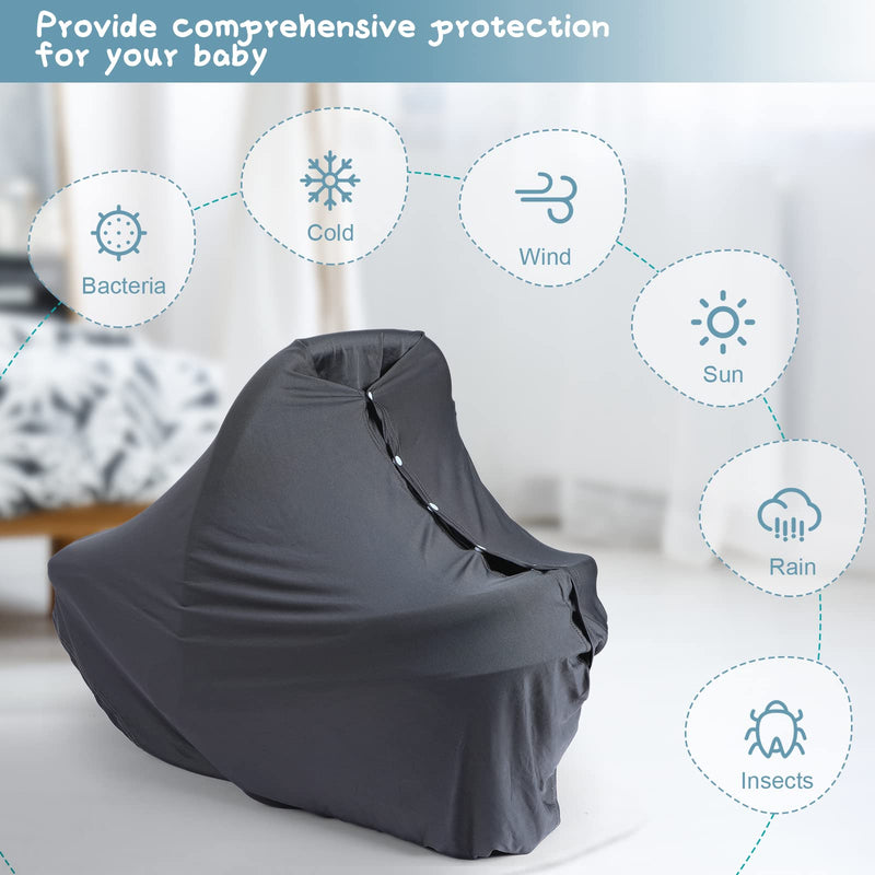 [Australia] - 2 Pieces Nursing Covers for Breastfeeding Nursing Blanket Privacy Breastfeeding Shawl Nursing Poncho Scarf with Button for Boys and Girls Seat Infant Car Seat Canopy Cover (Black, Gray) Black, Gray 
