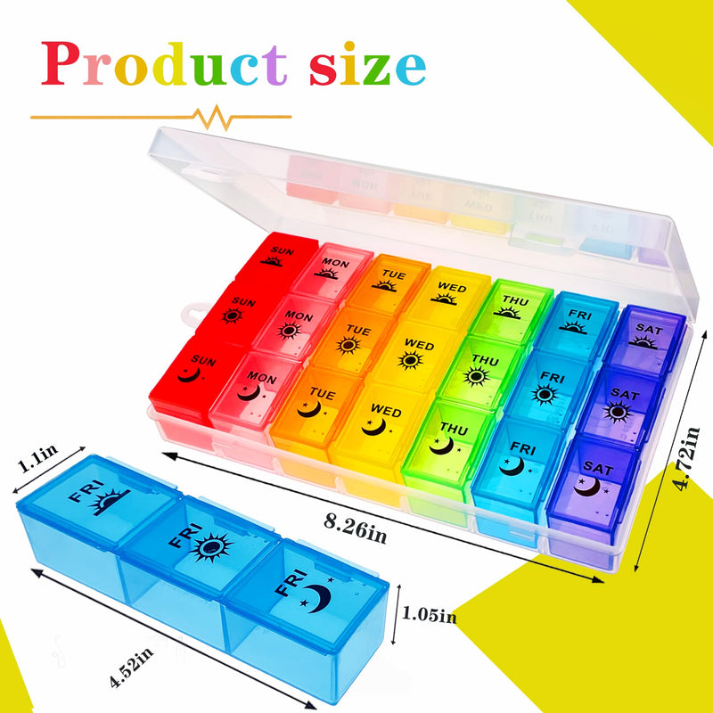 ZVZM Weekly Pill Organizer 3 Times a Day, Large Pill Box 7 Day, Medicine Organizer Box, Pill Case Container, Daily Pill Organizer for Vitamins/Fish Oils. White