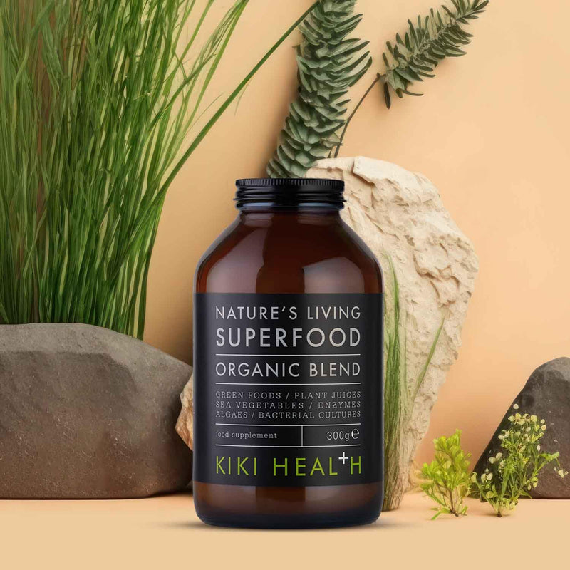 KIKI Health Nature's Living Superfood Powder - 47 Ingredient Superfood Blend with Plant-Based Vitamin B Complex - Raw Greens & Plant Juices - Vegan & Gluten Free 300g 300 g (Pack of 1)