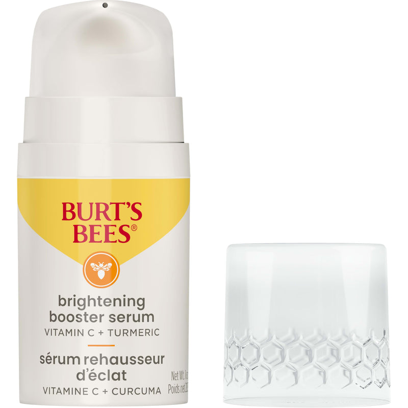 Burt's Bees Vitamin C Turmeric Facial Serum, Brightens Skin & Visibly Reduces Dark Spots, Fine Lines & Wrinkles, Naturally Hydrating, Lightweight - Brightening Booster (1 oz) Brightening Booster Serum 1 Ounce (Pack of 1)