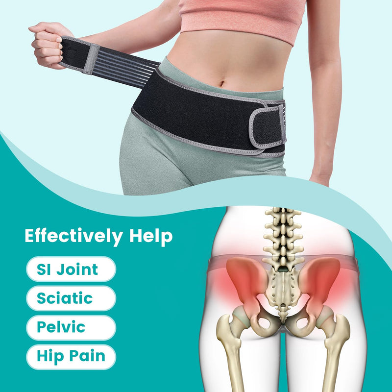 [Australia] - Sacroiliac hip belt for men and women, lap belt, SI joint bandage, relieves sciatica, sacroiliac joint (SIJ), leg and sacral nerve pain, adjustable diamond compression support-L L 