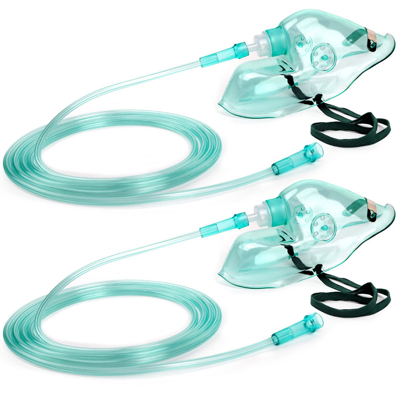 [Australia] - 2 Pack Oxygen Mask for Face Adult with 6.6' Tube & Adjustable Elastic Strap - Size L Size L-2pcs 