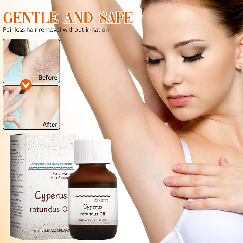 [Australia] - 2PCS Cyperus Rotundus Oil, 60ml*2 Essential Oils Cyperus for Hair Removal, Natural Pure Cyperus Oil Silky Hair Remover, for Reducing Body Hair Growth and Skin Care 