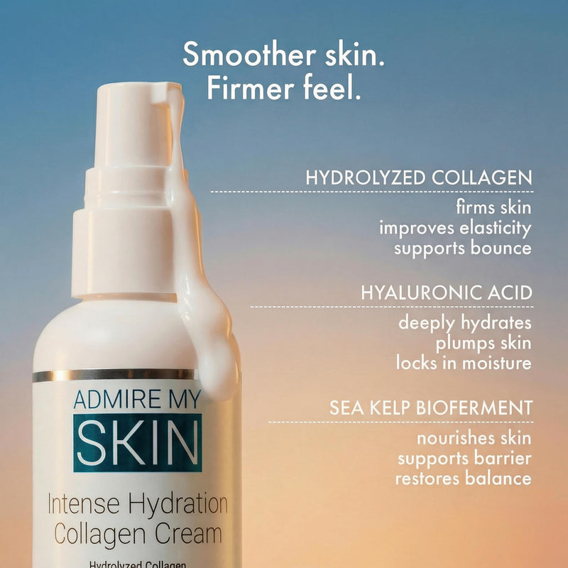Admire My Skin Intense Hydration Collagen Cream Moisturizer 2oz | Hydrating Hyaluronic Acid Face Cream, Non Comedogenic Youthful Glow Formula for Dull Dry Skin 2 Fl Oz (Pack of 1)