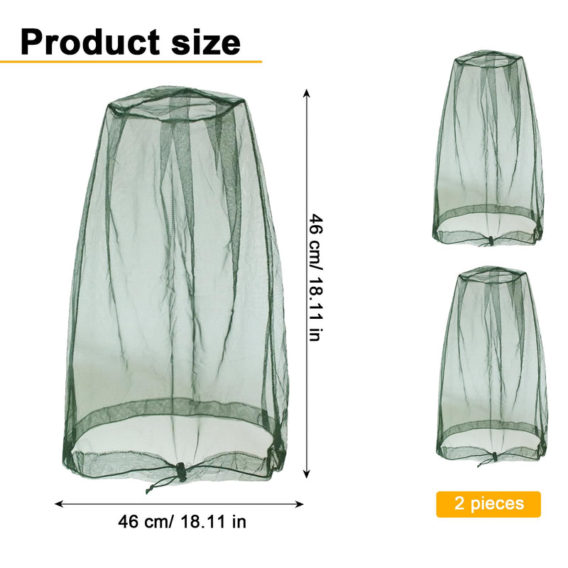[Australia] - Pack of 2 mosquito net heads, green mosquito net head, mosquito protection with 2 carrying bags, mosquito protection head net, mosquito net hat for face protection, hiking, outdoor fishing, anti-mosquito, bee bug 