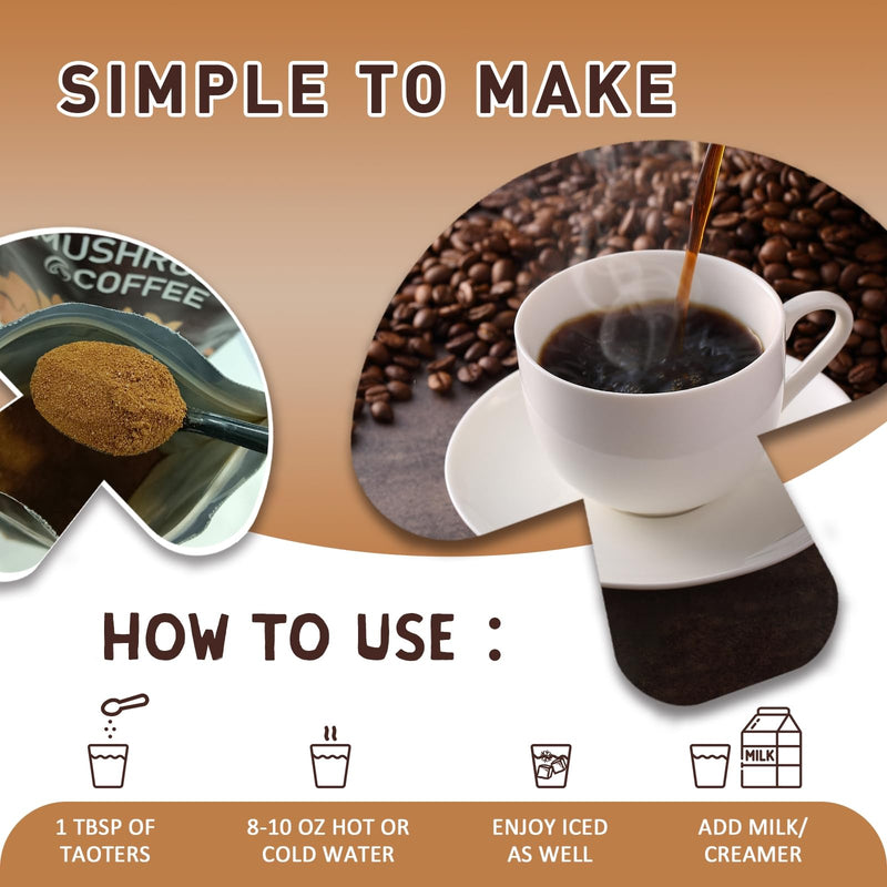 [Australia] - Mushroom Coffee | Enhanced Focus, Boosted Immunity, Improved Energy | 6 Adaptogenic Mushrooms: Cordyceps, Reishi, King Trumpet, Shiitake, Lion's Mane & Turkey Tail | 30 Servings 1 Pack 